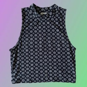 Cropped Sleeveless Mock Neck Top